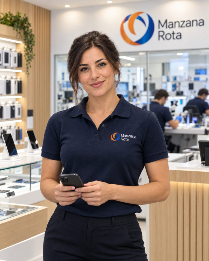 Dependiente de Manzana Rota en una de las tiendas de la cadena