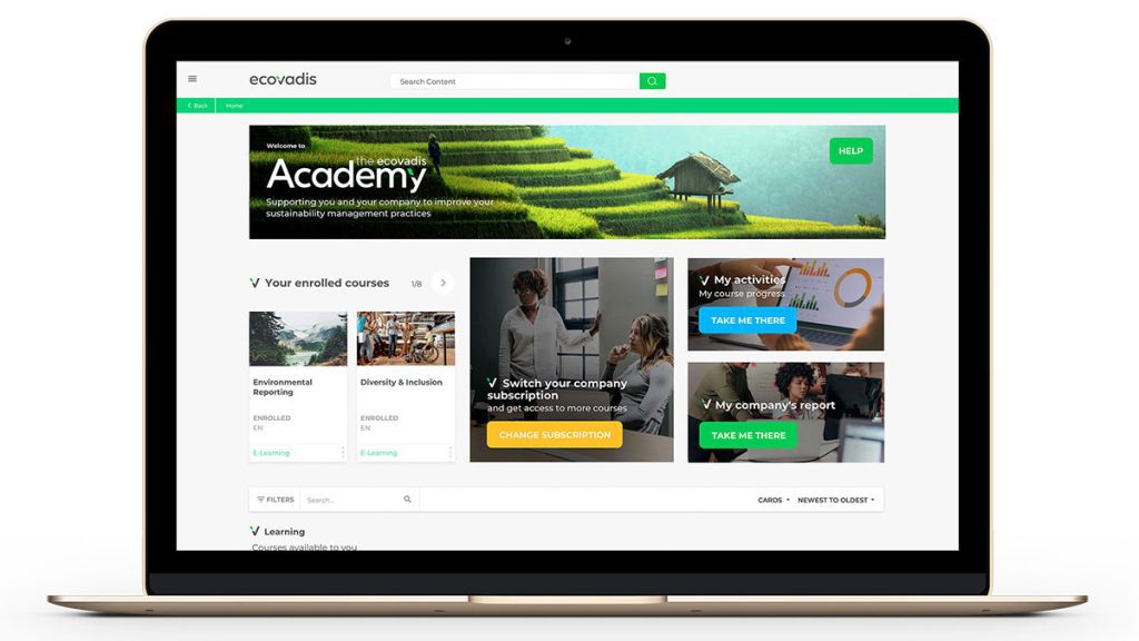 EcoVadis Academy, la nueva plataforma de aprendizaje para mejorar el rendimiento sostenible