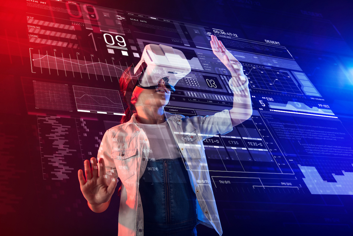 niño con gafas de realidad virtual