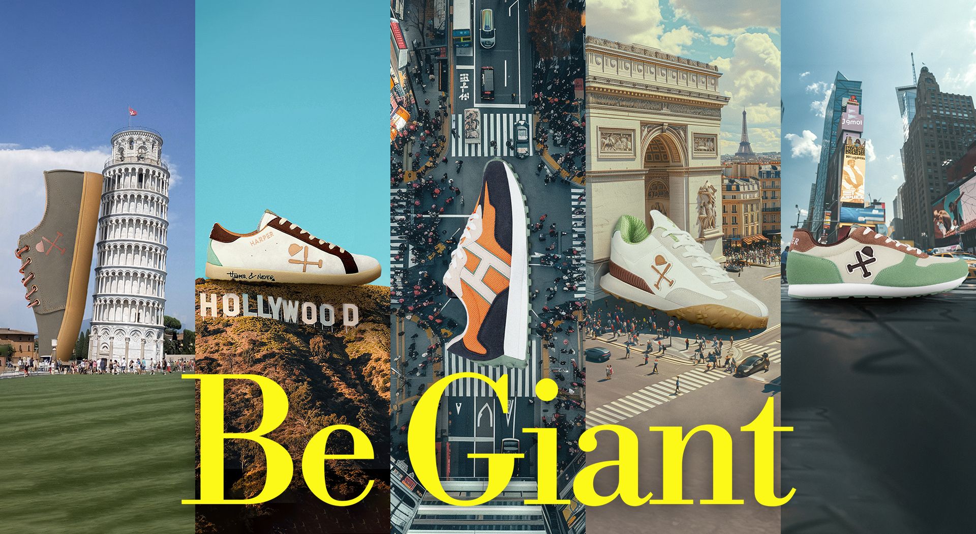 Las zapatillas de Harper & Neyer invaden las calles en su campaña «Be Giant»
