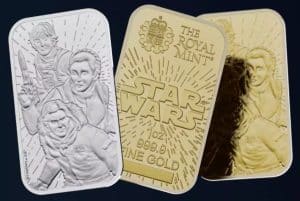 Lingote de oro de Luke Skywalker y personajes de Star Wars